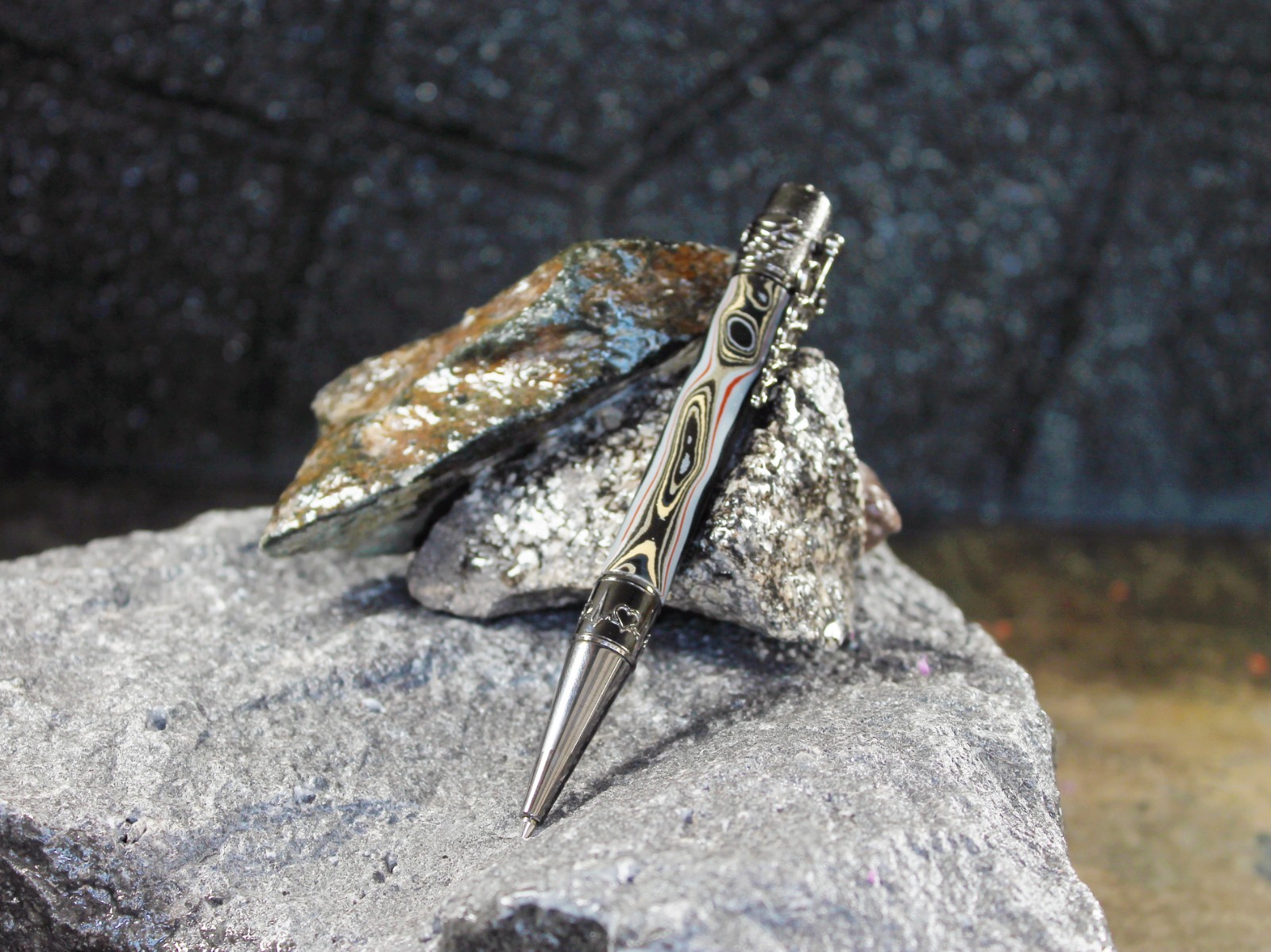 Fordite Pen -Military Fordite – Medical Themed – Gun Metal (P-034)