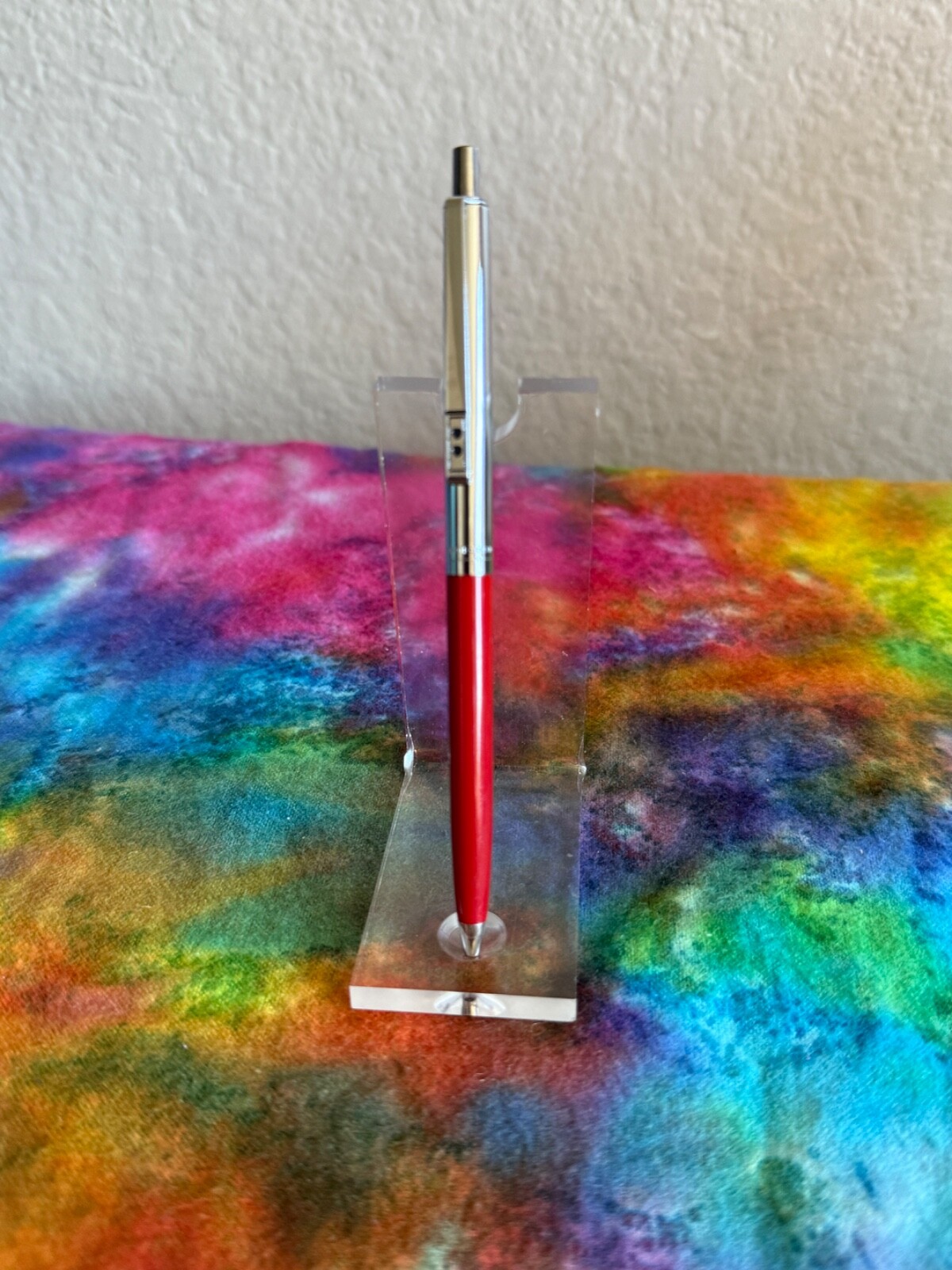 VTG 90s RED Paper Mate Double Heart Profile Ball Pen Slim Grip Mexico Blue Ink