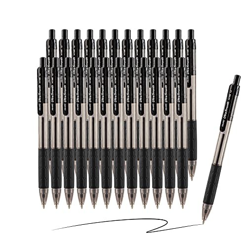 Ballpoint Pens Retractable Click Pens, 24 Pack 1.0mm Medium Point Smooth Black