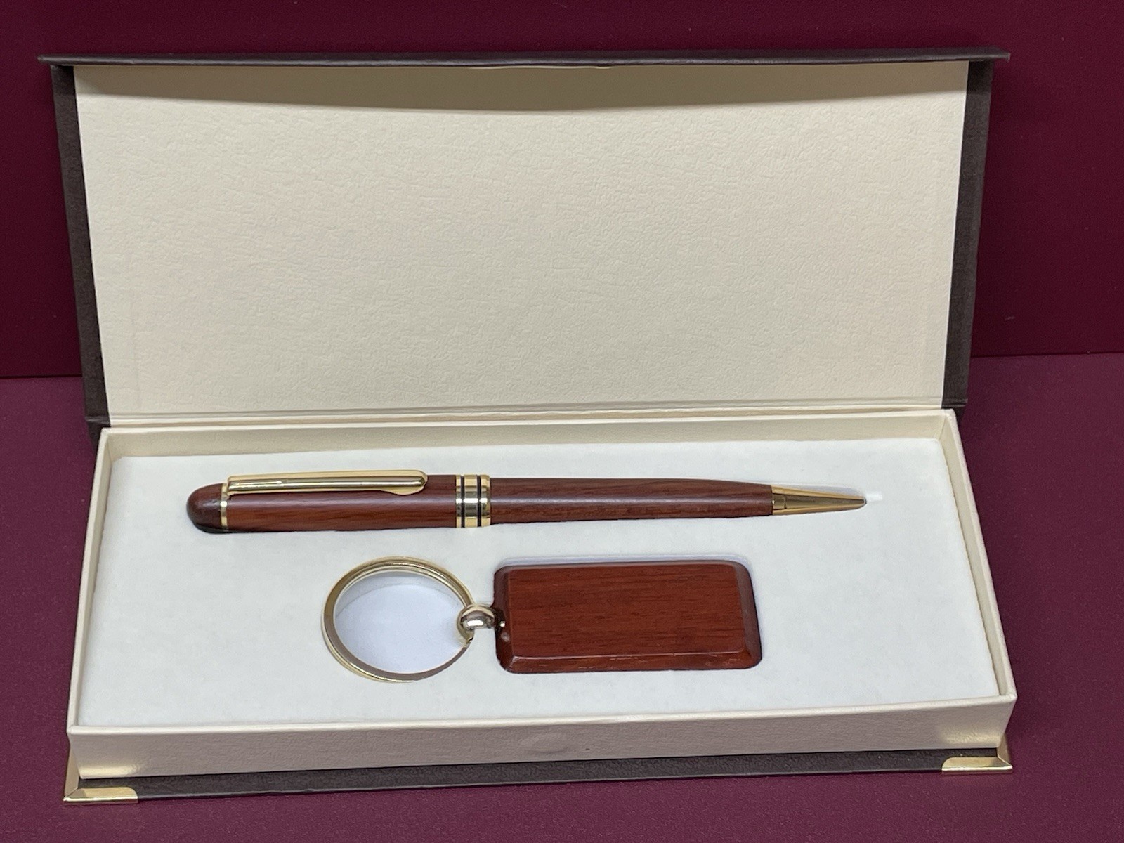 Engravable Rosewood Pen & Keychain Gift Set Blank Engravable