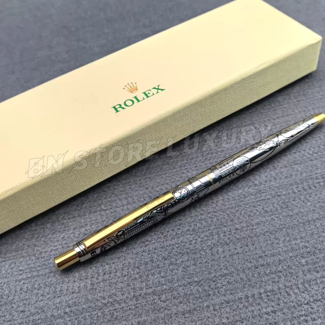 ROLEX VIP Gift Silver Gold Ballpoint Pen Engraved Executive Collectible Box