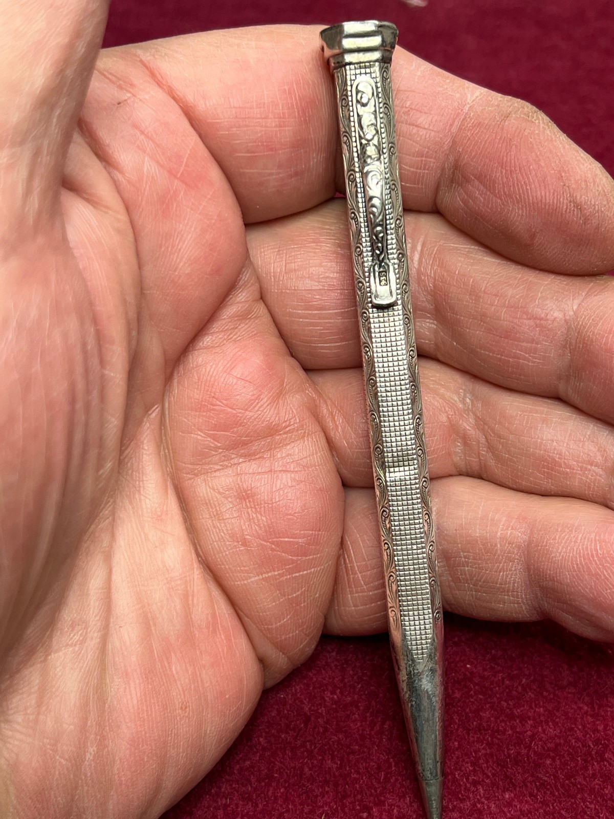 Vintage Agfa German .835 Solid Silver Pencil Engraved 4.3″