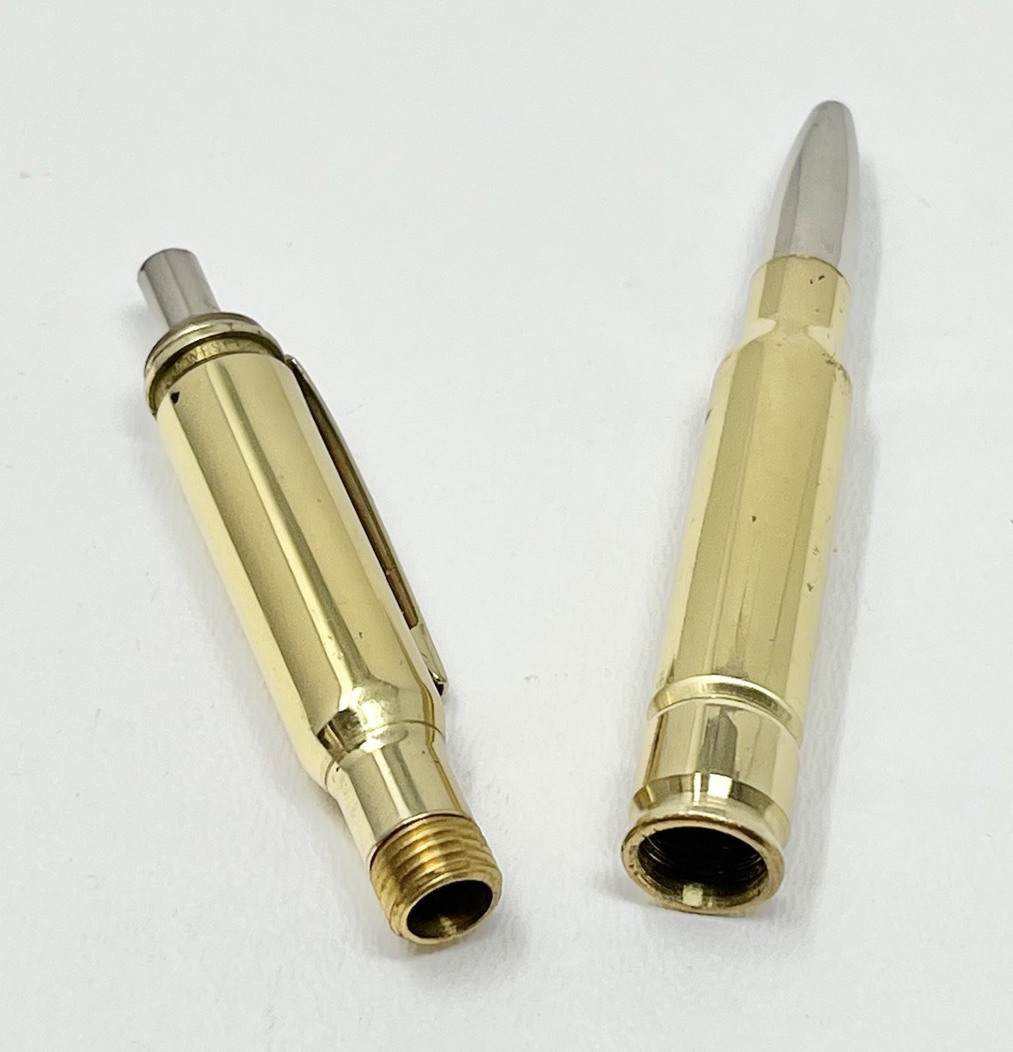 Vintage Mid Century West Germany Click Pen Metal Bullet Shape Ballpoint No Ink