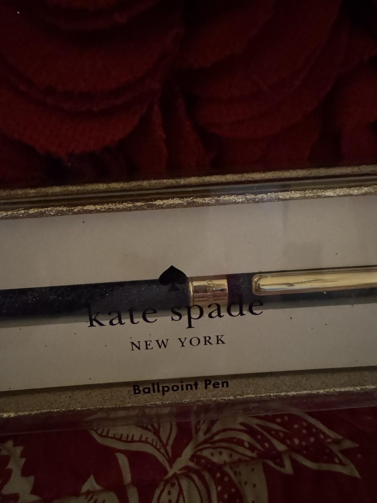 Kate Spade Spade Navy Blue Glitter Ball Point Pen New In Box