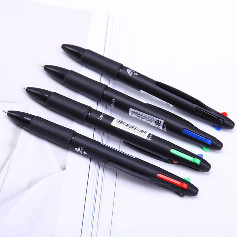 1x MultiColor Pen 4in1 Retractable Gel Pen 0.7mm Black Blue Red Green Ink Refill