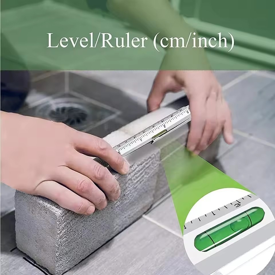 7-in-1 Multifunctional Multi-Tool Pen with Screwdriver, Ruler, Level, Stylus & B