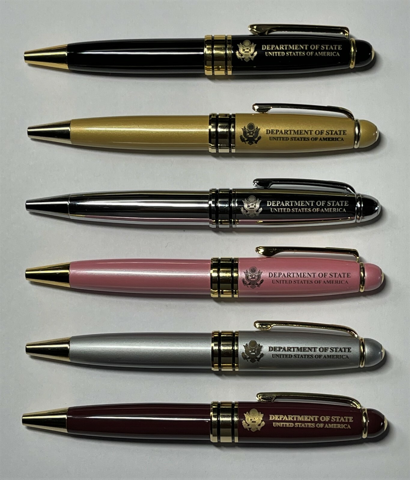 6 PIECES DEPARTMENT OF STATE MINI METAL TWIST BALLPOINT PENS