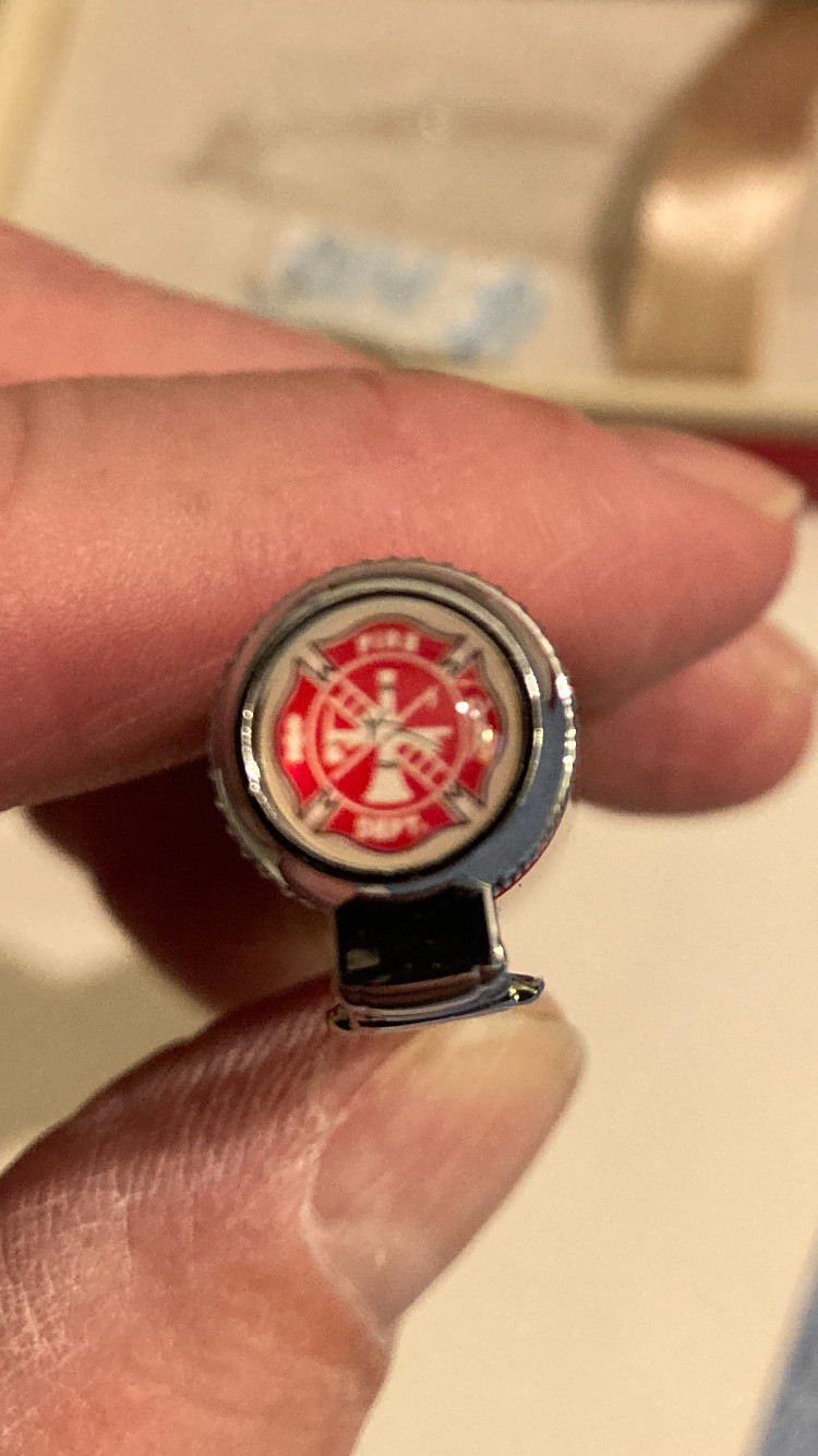 NEW Fire Dept. Black Ink Ballpoint F.D. Ballpoint Pen Red Cap