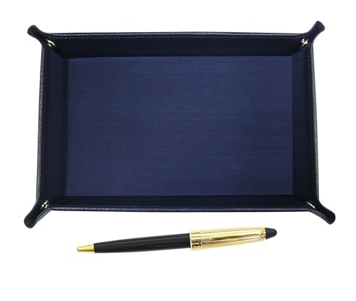 Japanese-made textured cowhide pen tray (blue) Neo D-800 retro ballpoint pen set