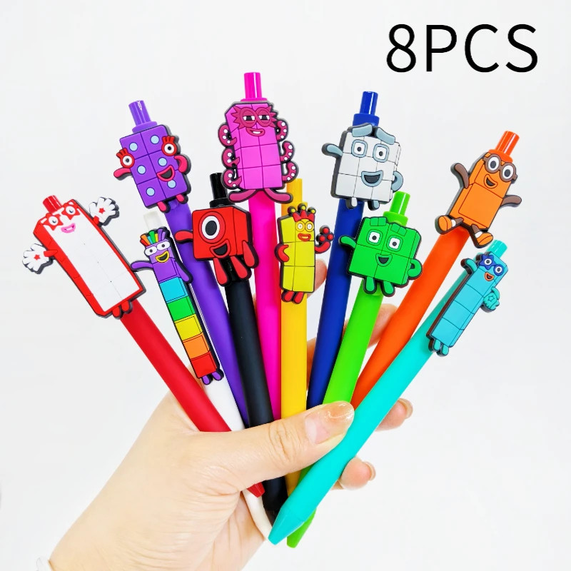 8PCS/12PCS Color Digital Building Block Ballpoint Pen, Block Building Ballpoint