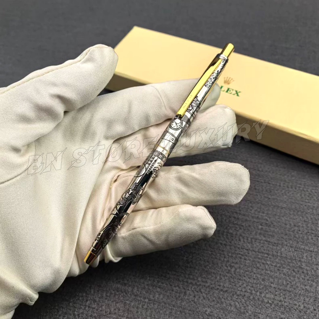 ROLEX VIP Gift Silver Gold Ballpoint Pen Engraved Executive Collectible Box