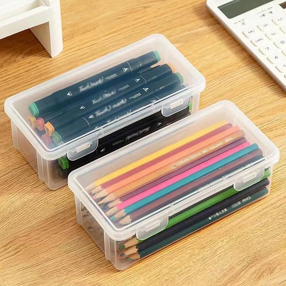 1/2/3/4pcs Plastic Translucent Pencil Case Large Capacity Pencil Boxes Portable