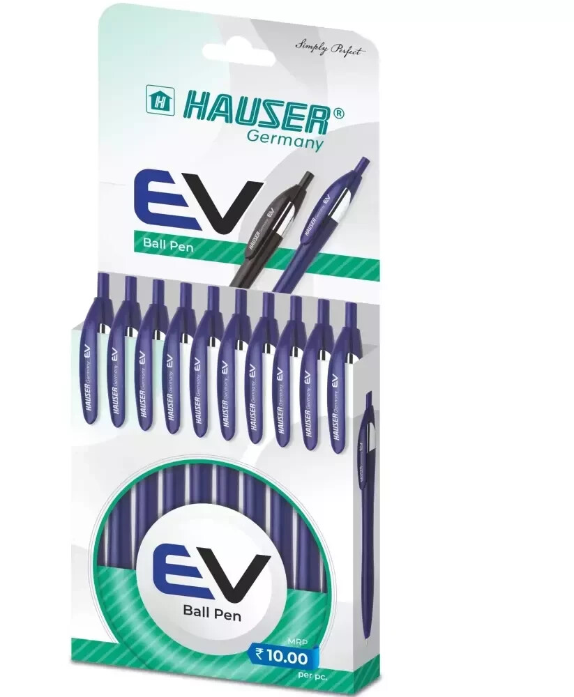 Hauser Germany Ev Retractable Ball Pen Wallet Pack Blue Ink Pack Of 10