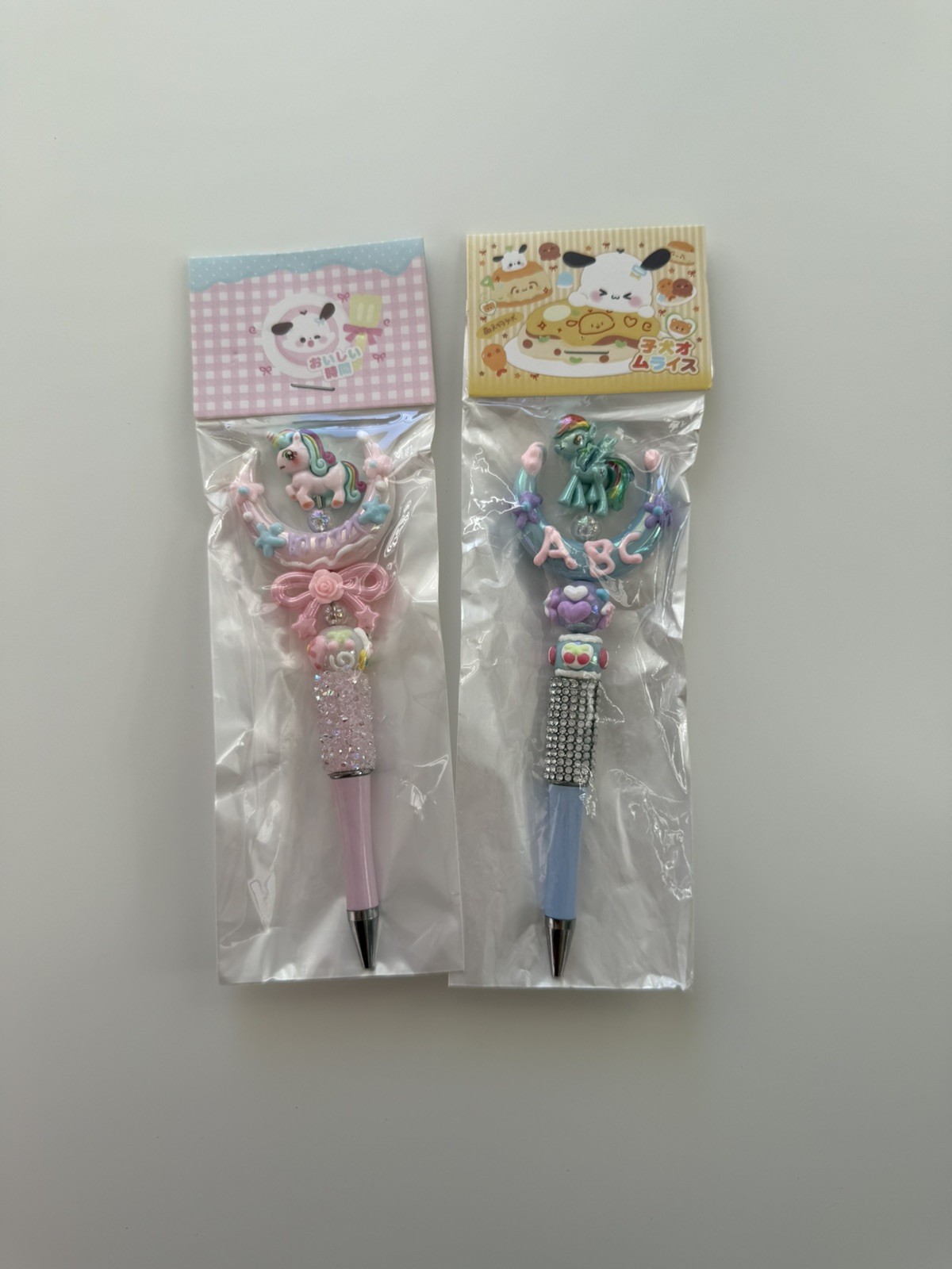 Unicorn Ballpoint Pens Set of 2 –Cute Glitter Crystal Writing Pens Gift for Kids