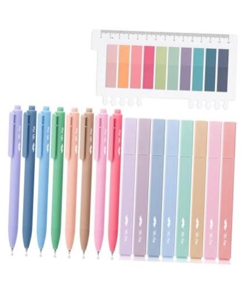 – Aesthetic Highlighters and Gel Pens, 16 Pack | 200 Sheets Transparent Sticky