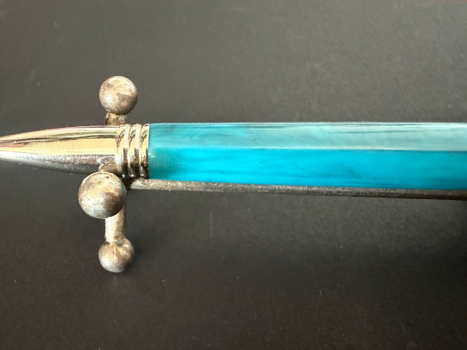 JEAN PIERRE LEPINE Turquoise Striped Indigo Ballpoint Pen France Vintage 1997