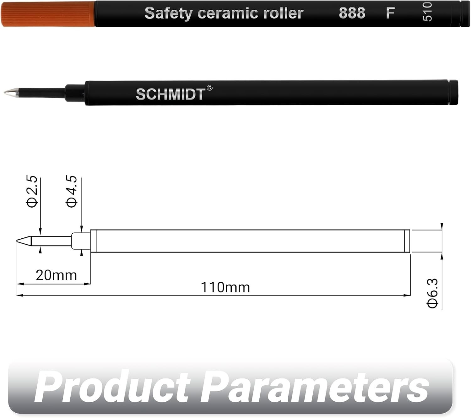 Rollerball Pen Smooth Writing Ballpoint Pens Gift Set, Metal Body with 2 Schmidt