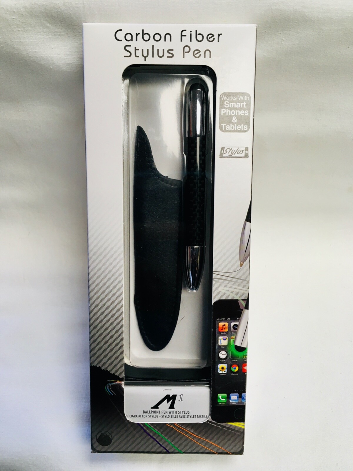 Monteverde M1 Carbon Fiber Stylus Pen Black Chrome Trim NEW in Box