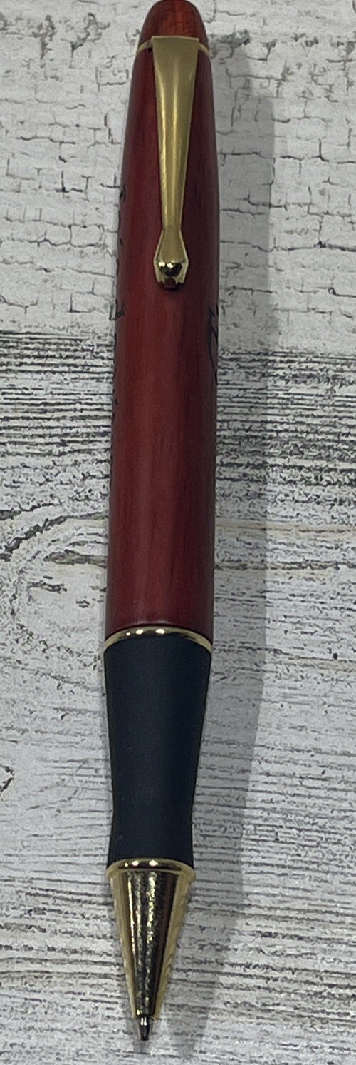 Vintage Joie de Vivre Ball Point Pen Wooden Design Gold Trim Works