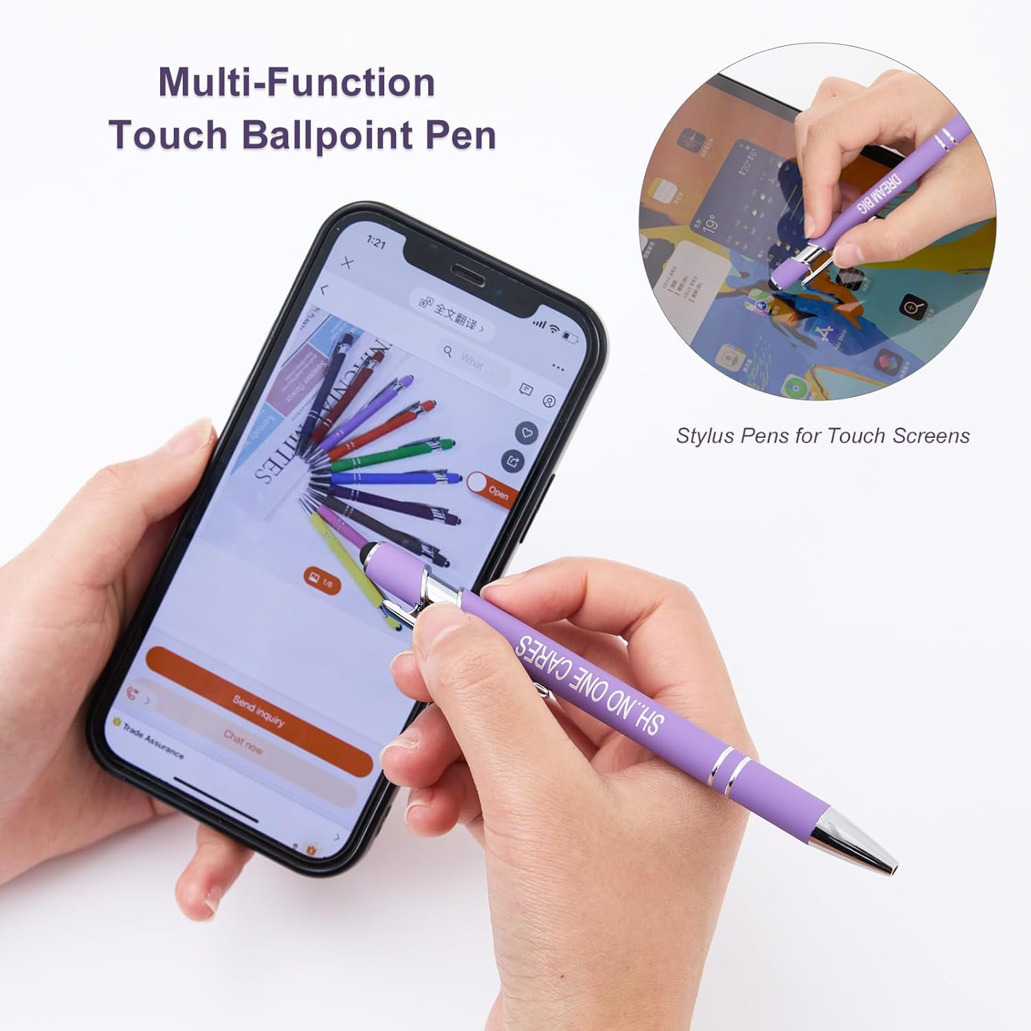 12 Pack Inspirational Ballpoint Pens with Stylus Tip Black Ink Fine Point