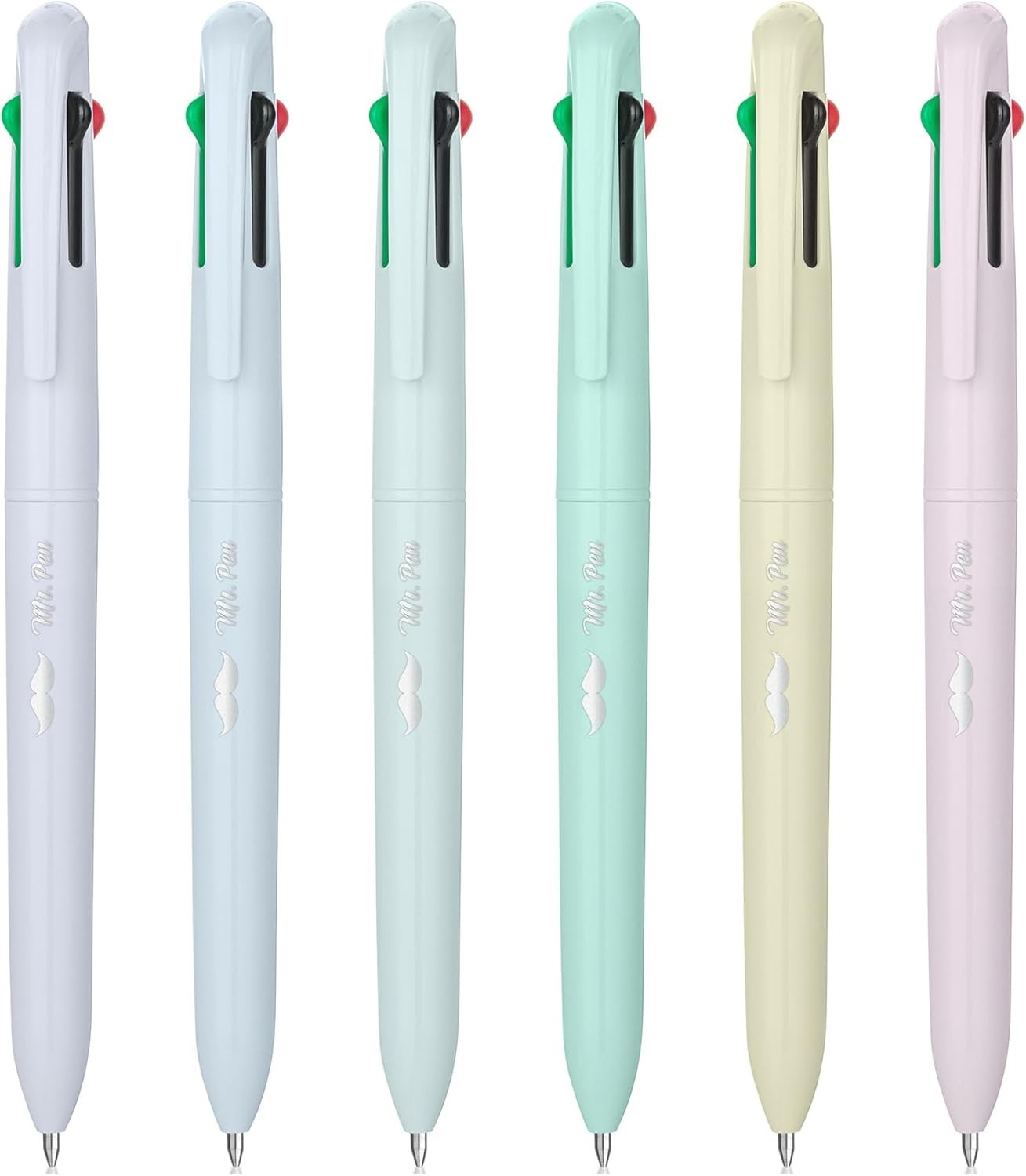 Ballpoint Pen 4-Way Multi Ink 6-Piece Set Journaling Note-Taking Planner