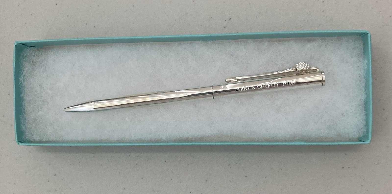 TIFFANY & CO 925 STERLING SILVER GOLF BALL & TEE BALLPOINT PEN W/BOX ARBY’S TOUR