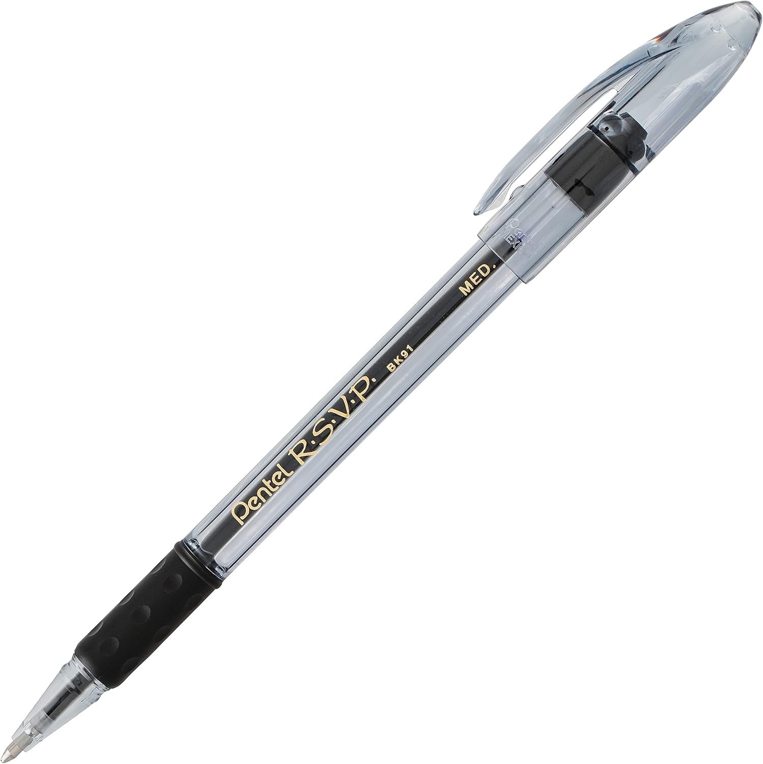 Sturdy Black Ballpoint Pens with Ambidextrous Grip – 4 Count for All Ages