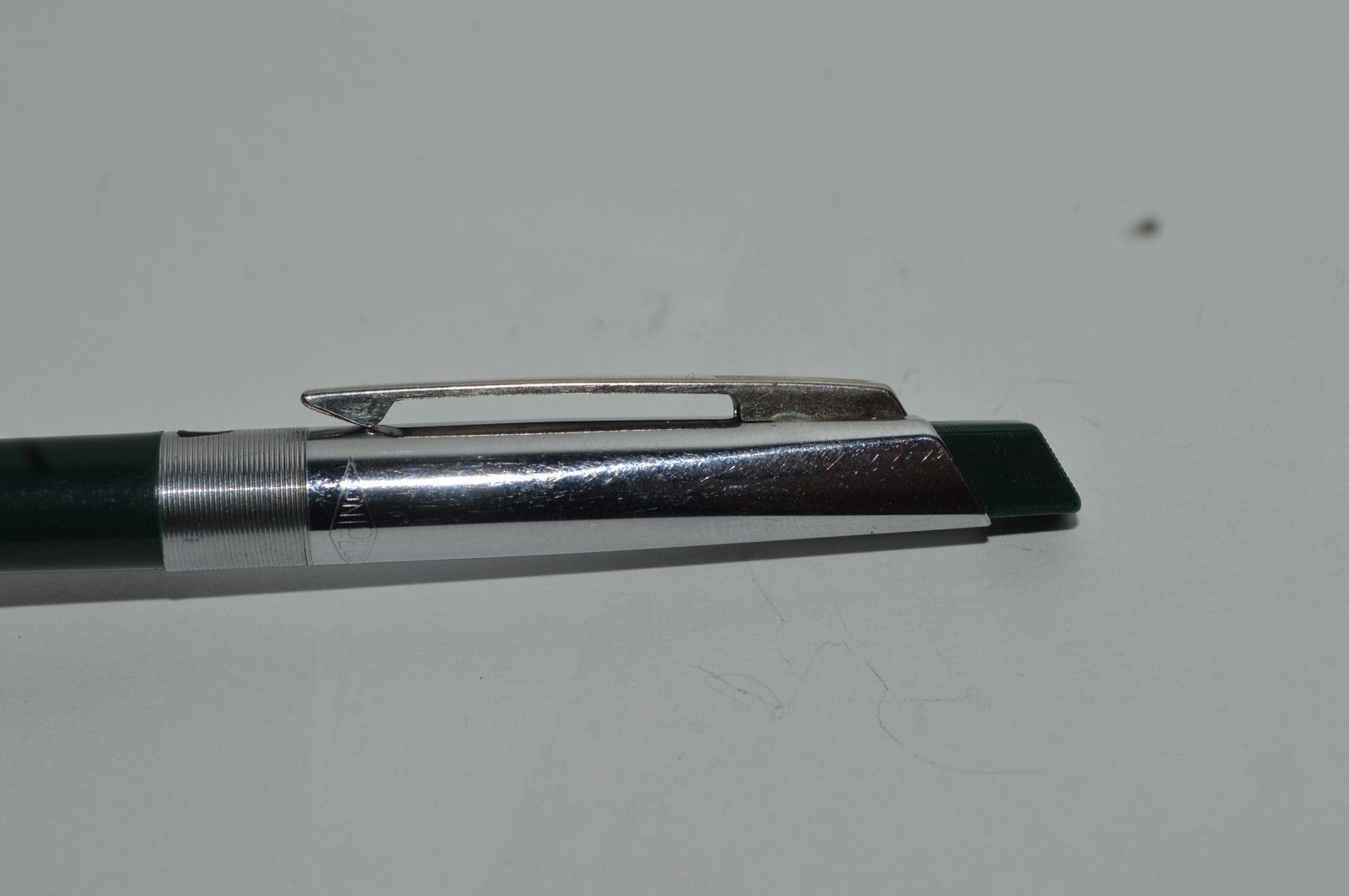 UNIPECO Ballpoint Pen Dark Green Square Clicker Light Used Circa 1960’s Tested