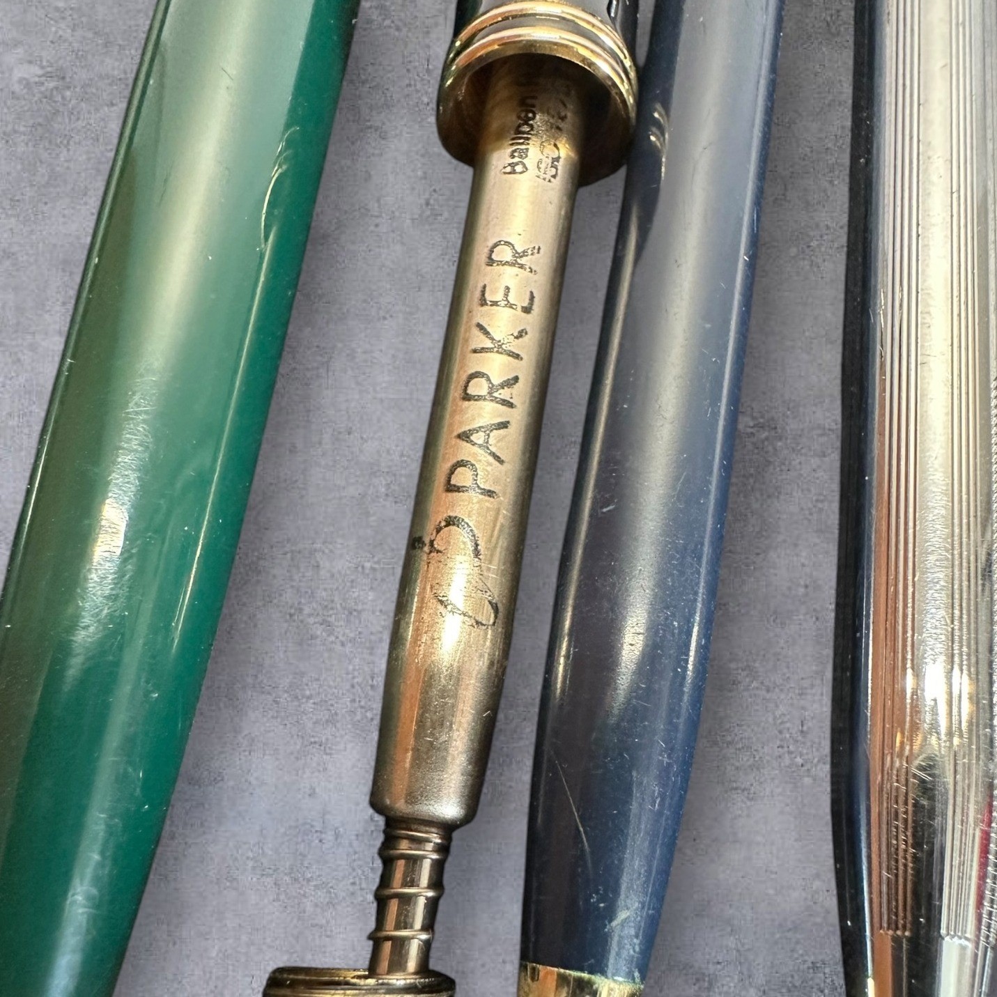 Cross Parker Mixed Ballpoint Pen/Pencil Lot 7pc Silver Gold Green Vintage -As Is