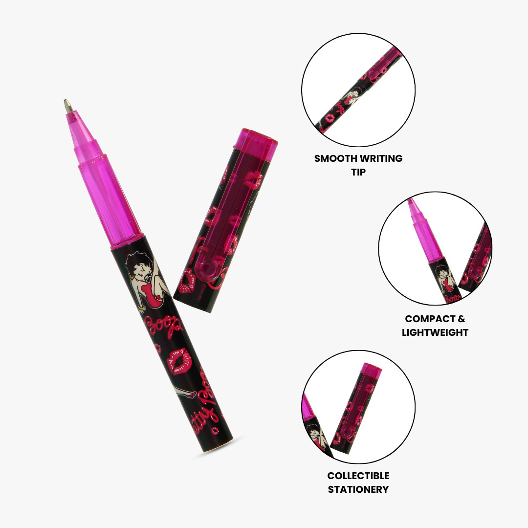 Betty Boop Lip Kiss Pen–Smooth Writing Smudge-Proof Ink Fine Point Tip Gift