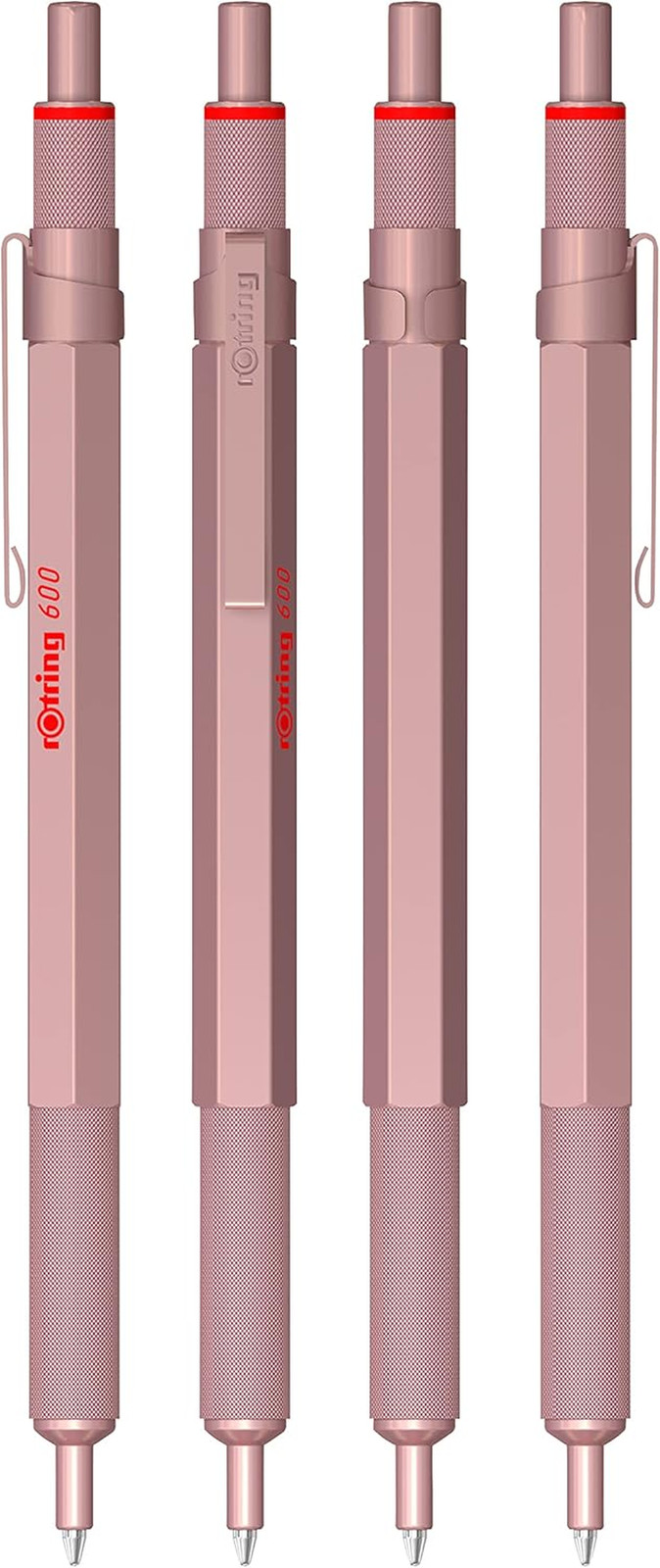 600 Metallic Ballpoint Pen Medium Point Black Ink Rose Gold Barrel Refillable 1