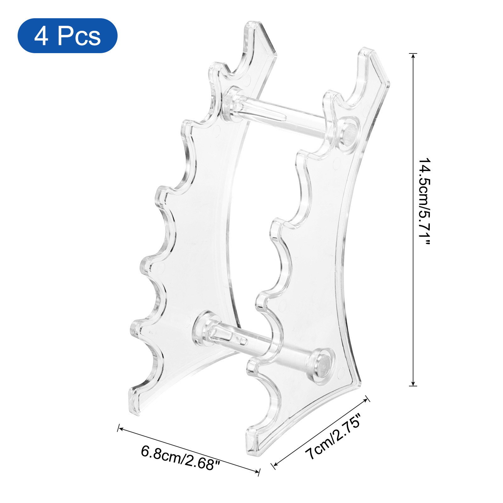 4 Pack Plastic Pen Holder, 6-Slot Acrylic Pen Display Stand Horizontal Clear
