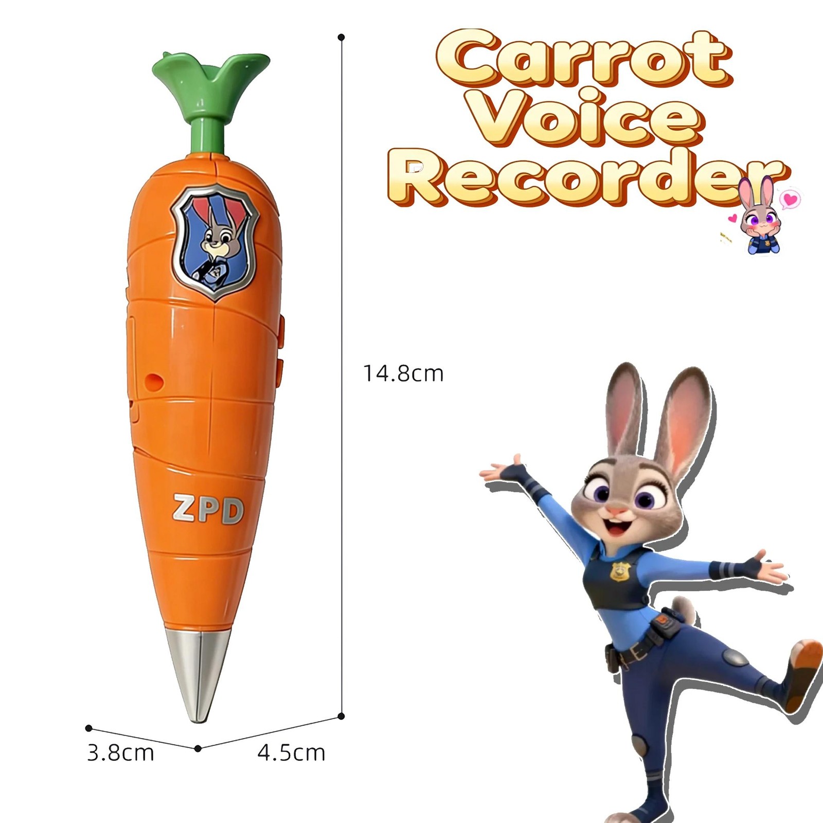 Zootopia 2 Carrot Recorder Pen | Judy & Nick Style for Kids | 60s Mini Recorder