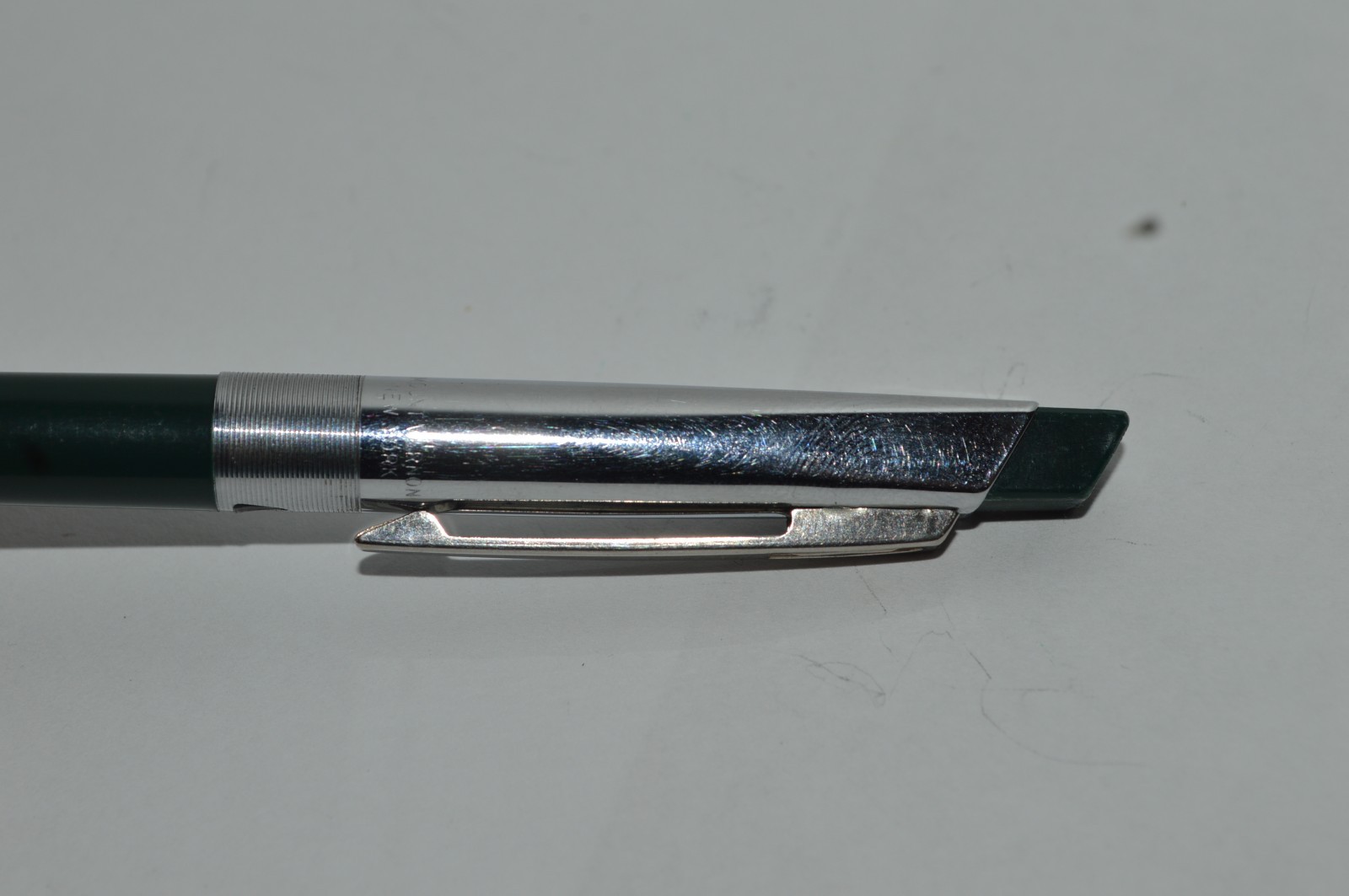 UNIPECO Ballpoint Pen Dark Green Square Clicker Light Used Circa 1960’s Tested