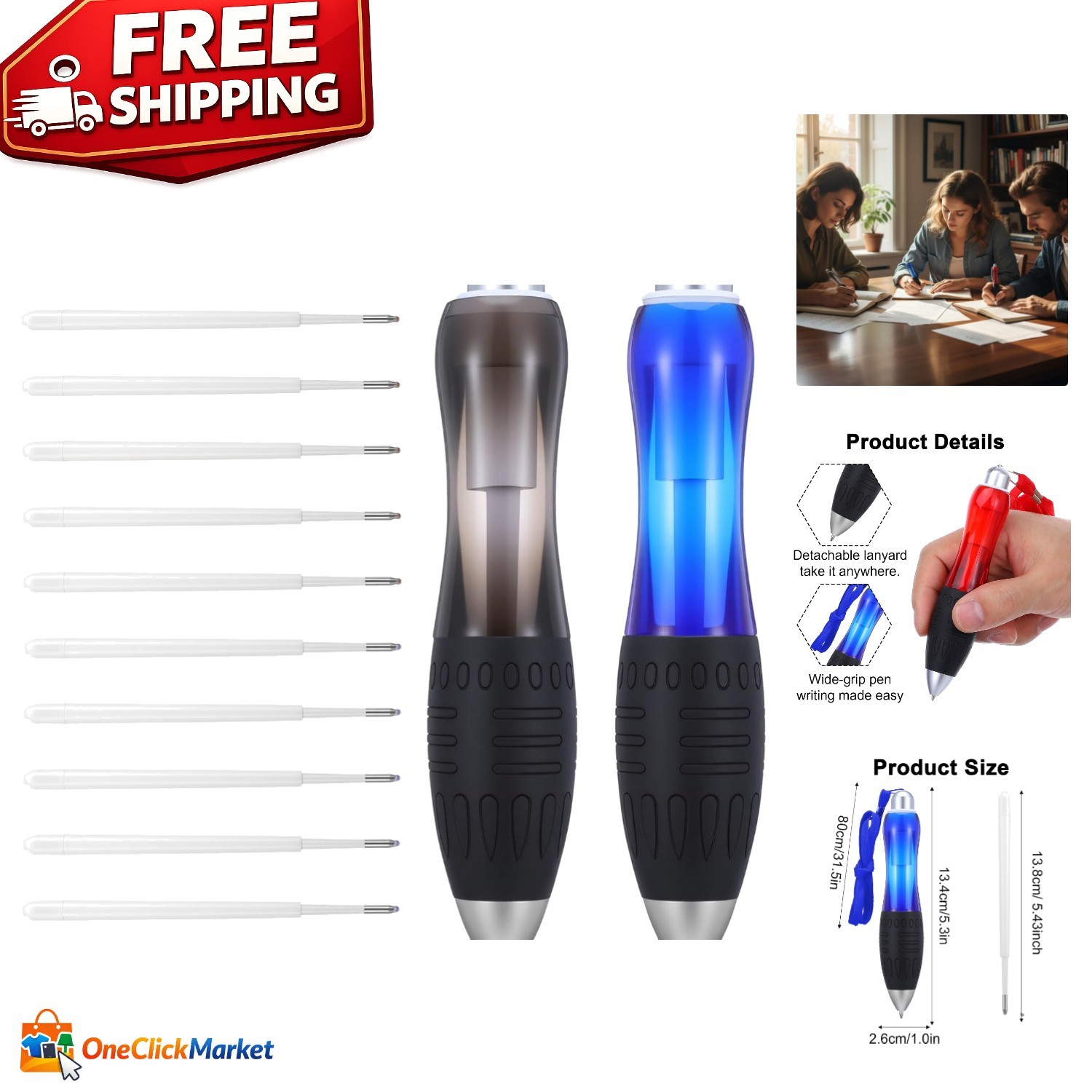 Comfortable Grip 14-Pc Big Fat Pen Set for Writing Ease – Ideal for Hand Tremors