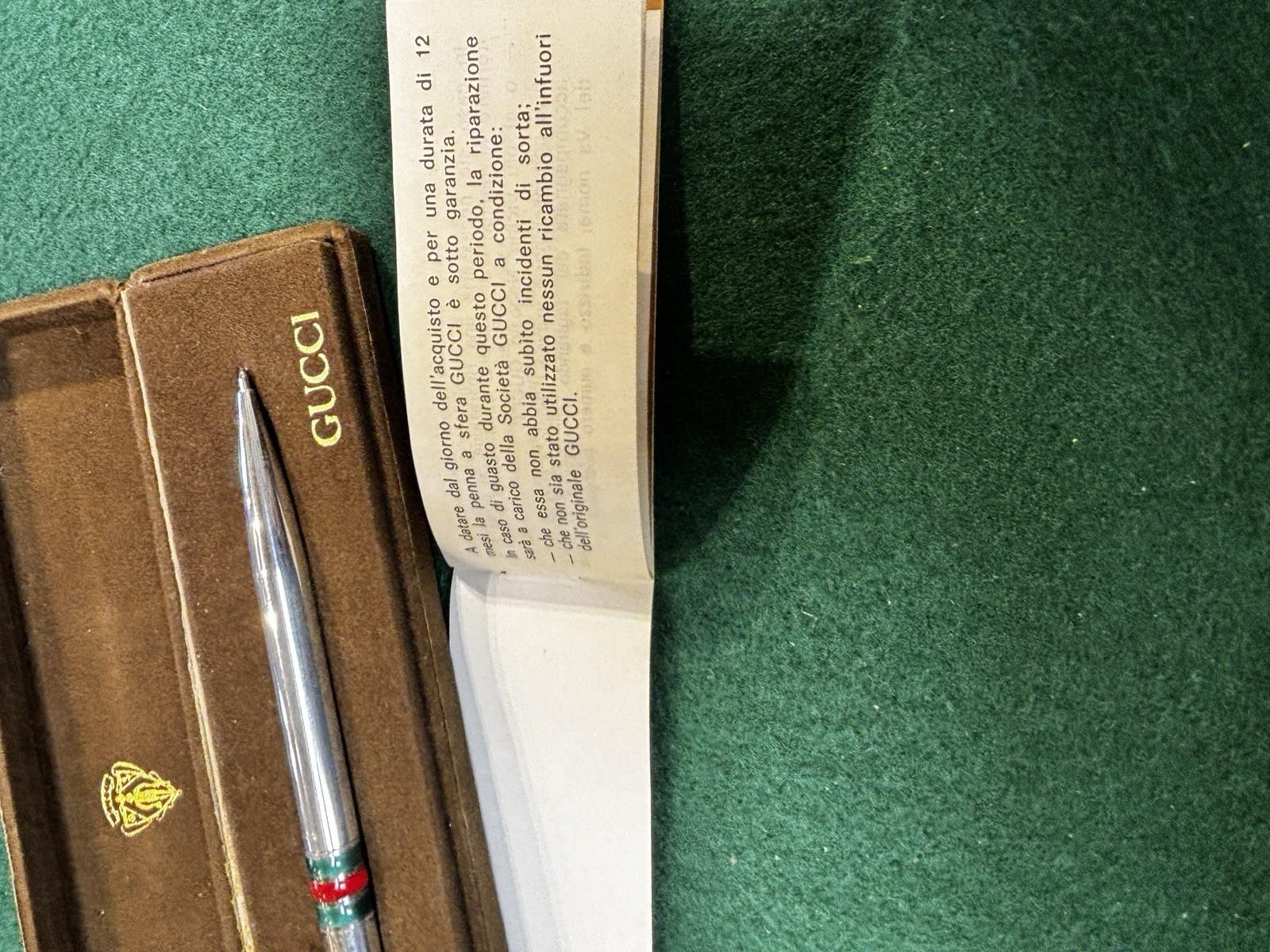 VINTAGE GUCCI STERLING SILVER RED & GREEN ENAMEL STRIPES BALLPOINT Pen ITALY