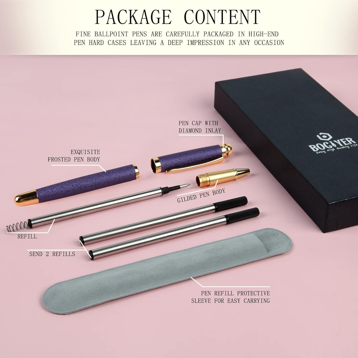 Rollerball Liquid Ink Pens,Best Luxury Ball Pen Gift Set for Women,Black Ink Fan