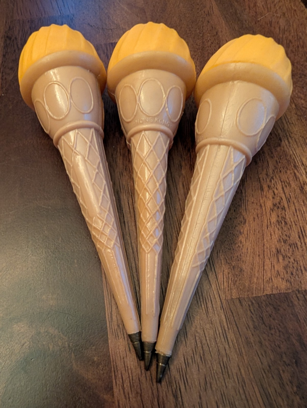 Ice Cream Cone Ink Pens Vintage 1980s Novelty Lot of 3 Plastic Hong Kong School