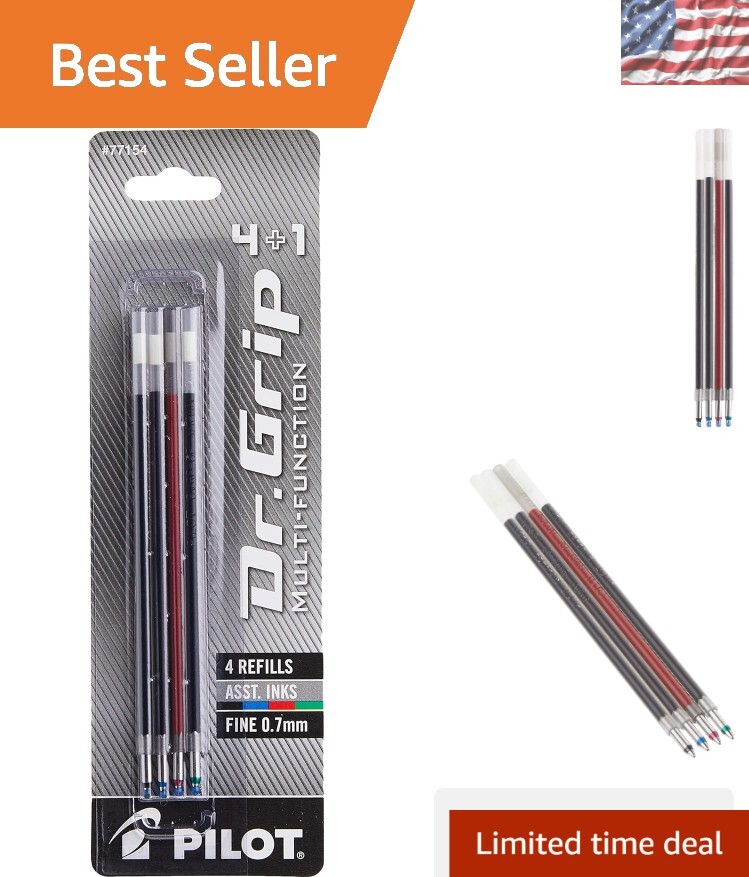 Versatile 4-Pack Dr. Grip Ink Refills – Fine Point, Black, Red, Blue, Green