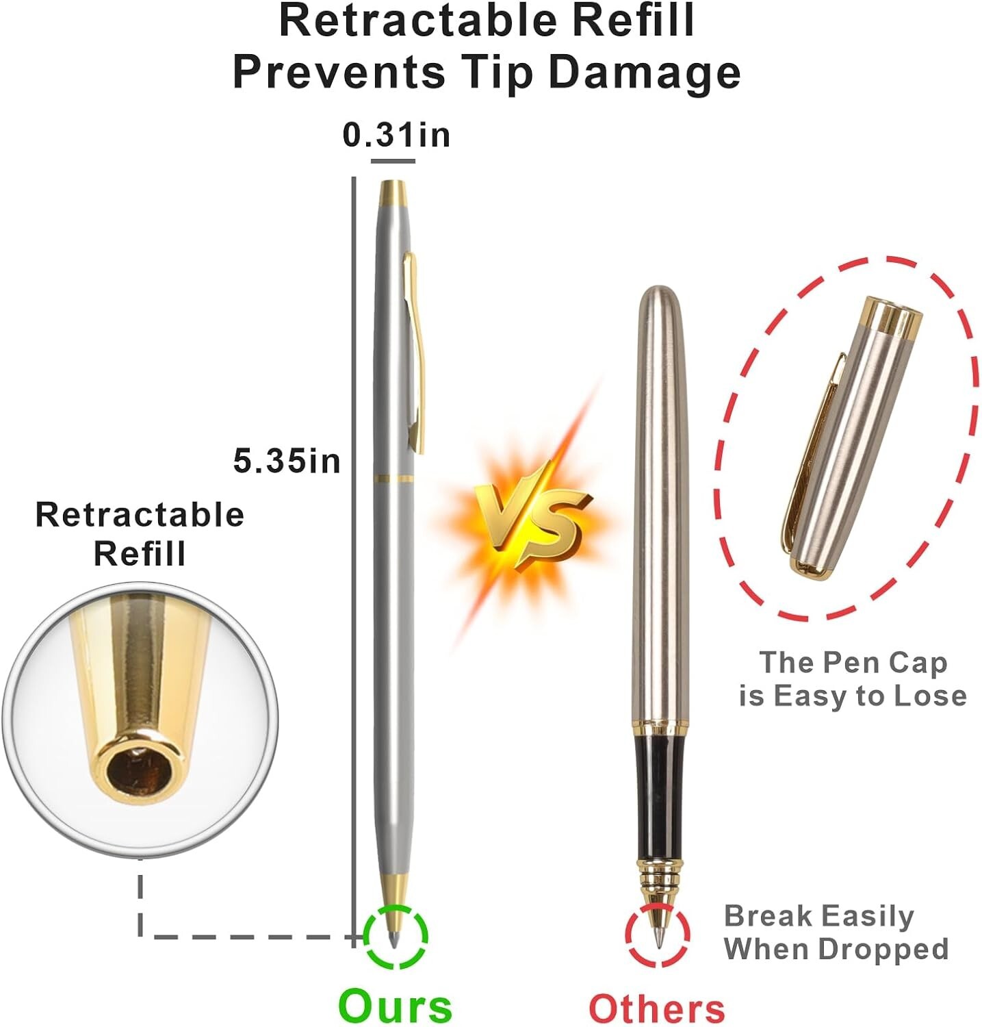 Stylish Black Ballpoint Pens – 10 Mini Retractable Gifts for Any Occasion