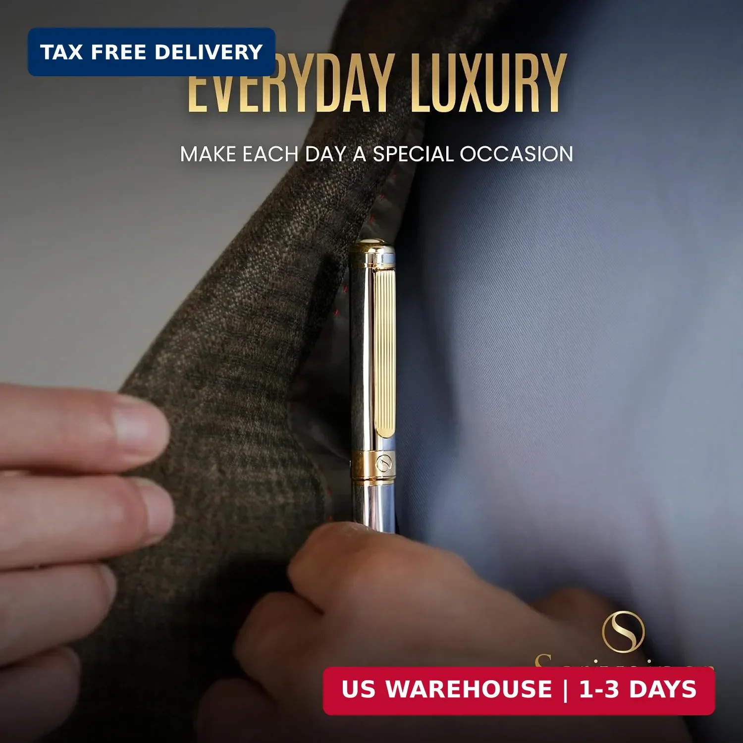 Silver Chrome Ballpoint Pen – Stunning Luxury Pen, Real Gold Plating, Schmidt Bl
