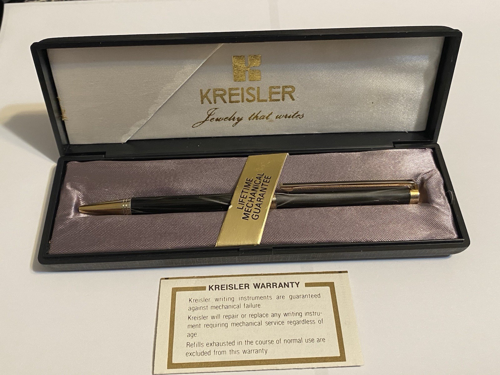 KREISLER Ball Point Pen in Box – Gray Swirl – New Fine Blk refill