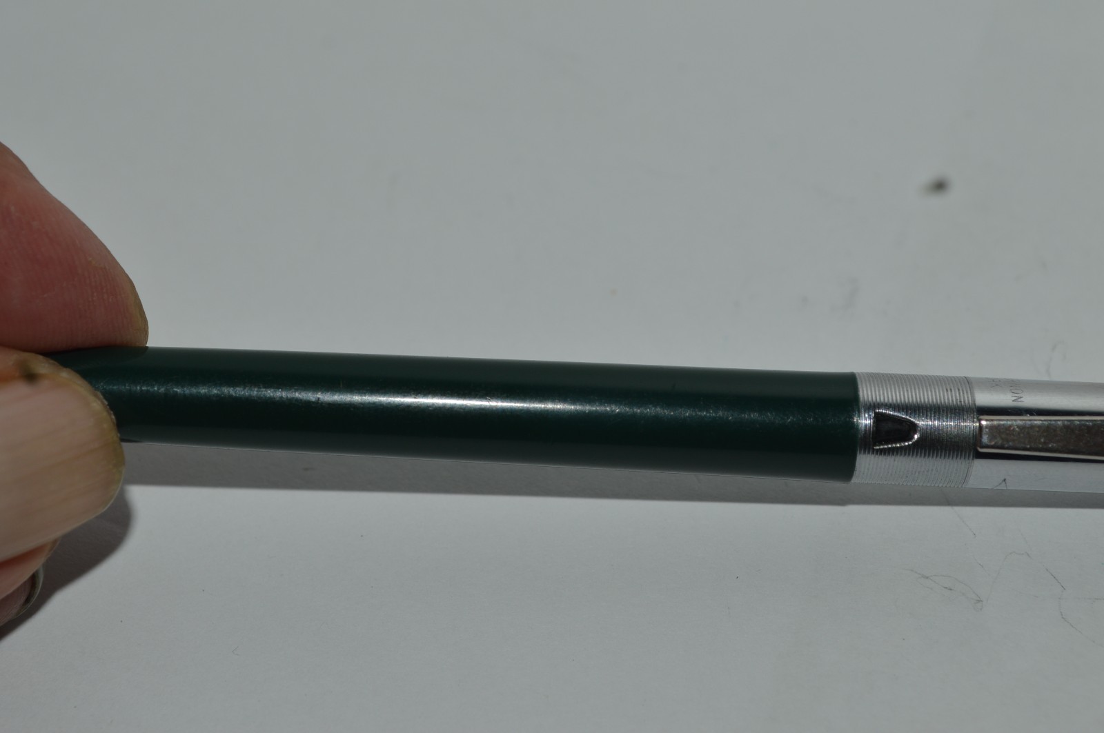 UNIPECO Ballpoint Pen Dark Green Square Clicker Light Used Circa 1960’s Tested