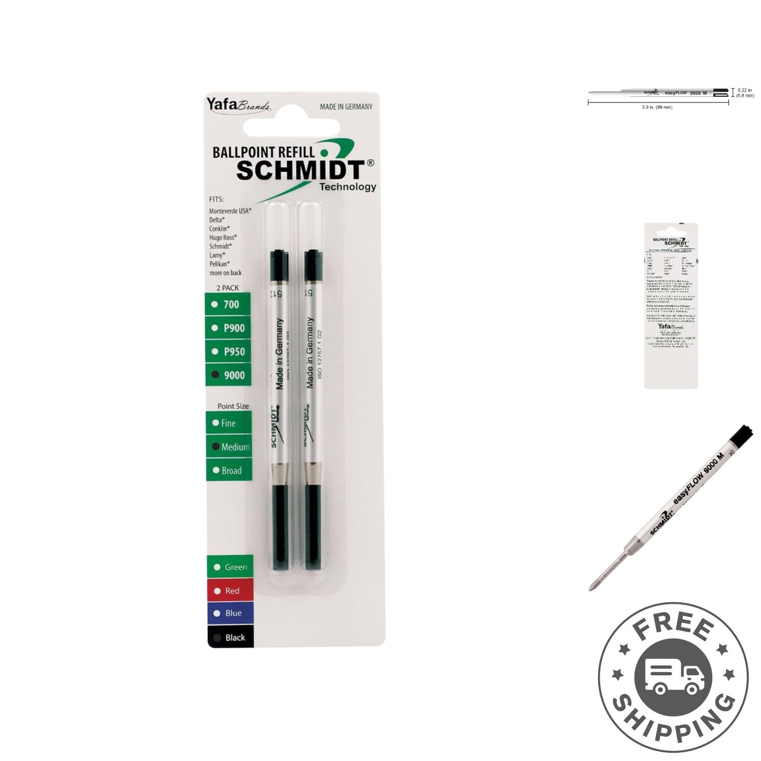 9000 Easy Flow Ballpoint Refills – 2 Pack Black Medium Tip for Quality Writing
