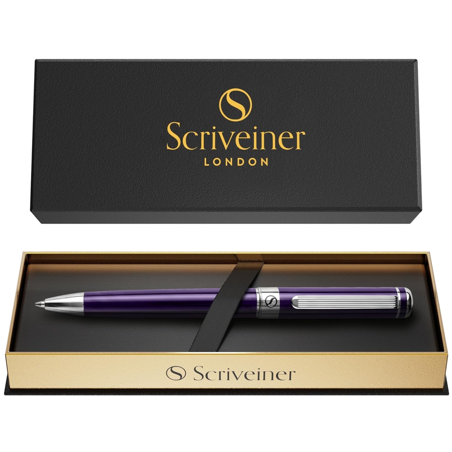 Brass Aubergine Pen – Elegant Schmidt Refill, Luxury Writing