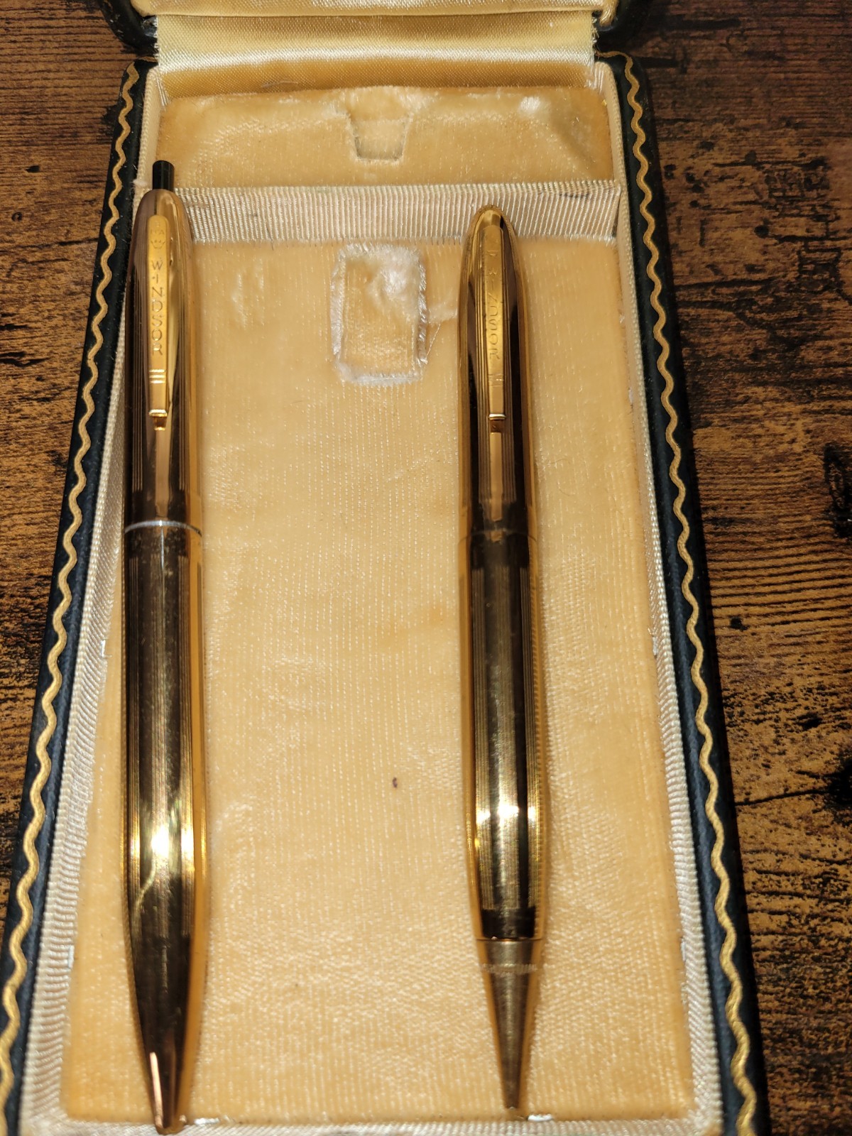 Vintage Ballpoint Pencil And Pen Set Windsor And Normandy USA Metal