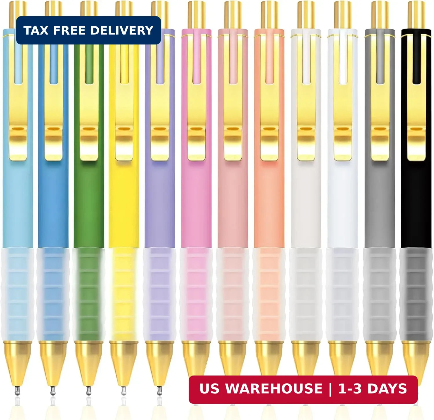 12 Pcs Smooth Writing Pens – 1.0mm Black Ink Ballpoint Pens with Super