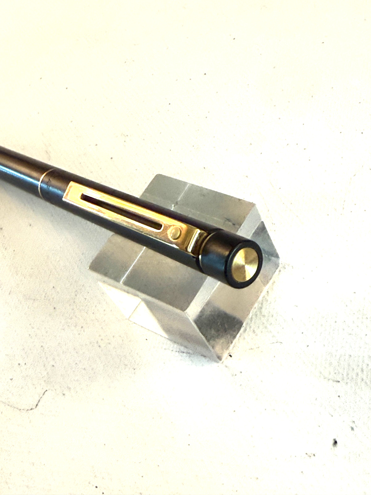 1960s Sheaffer Black metal Targa Ball Point Pen New refill. Gold trim Excellent