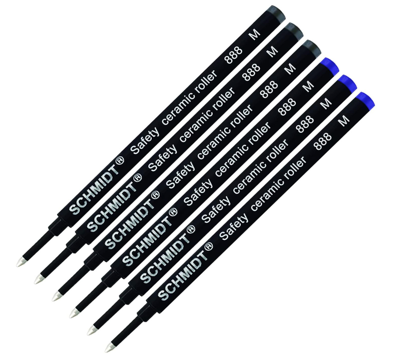Schmidt 888 M Rollerball Refills Pack of 6 Blue Black Ink Medium Ceramic Tip