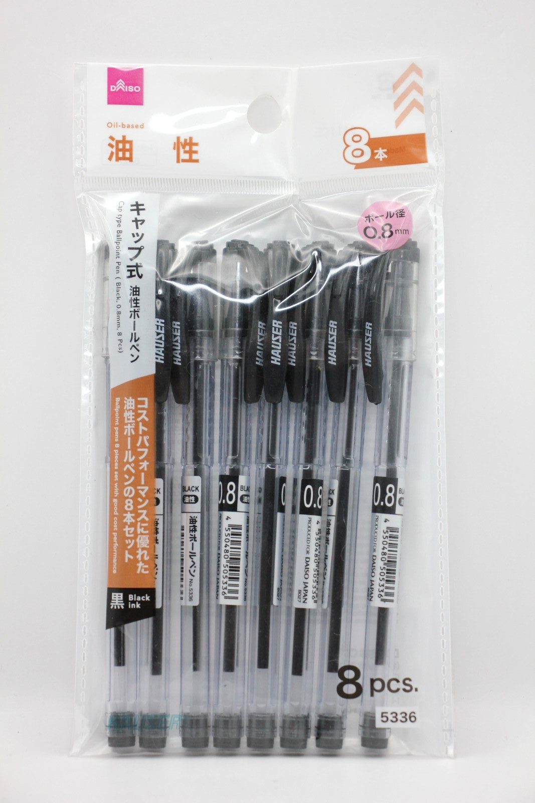 DAISO Black Ballpoint Pen 0.8mm 10Pieces Set of 3 Cap Type Oil-based ink Japan